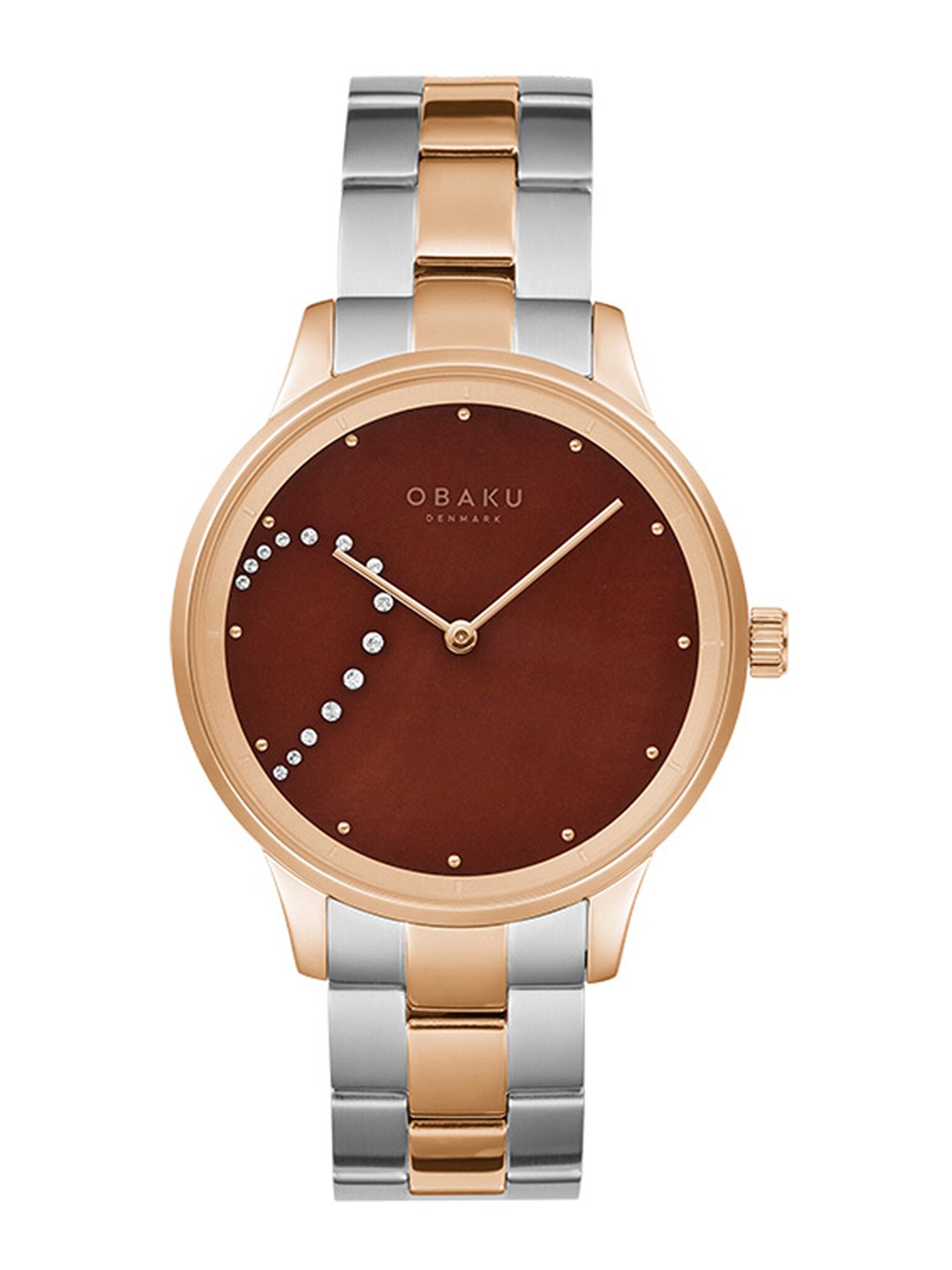 

Obaku Men Brown Brass Embellished Dial & Multicoloured Stainless Steel Bracelet Style Straps Analogue Watch