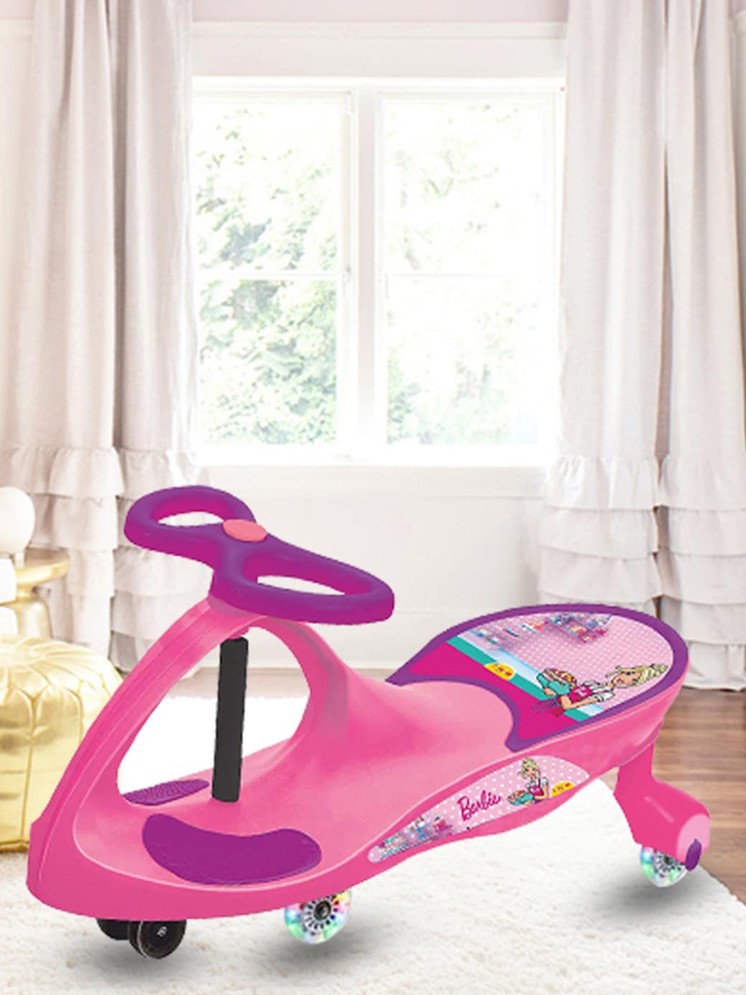 

Toyzone Kids Barbie Premium Swing Car, Pink