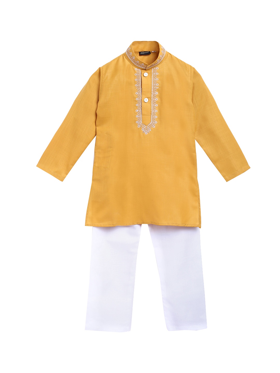 

Aj DEZInES Boys Yellow Embroidered Regular Kurta with Pyjamas