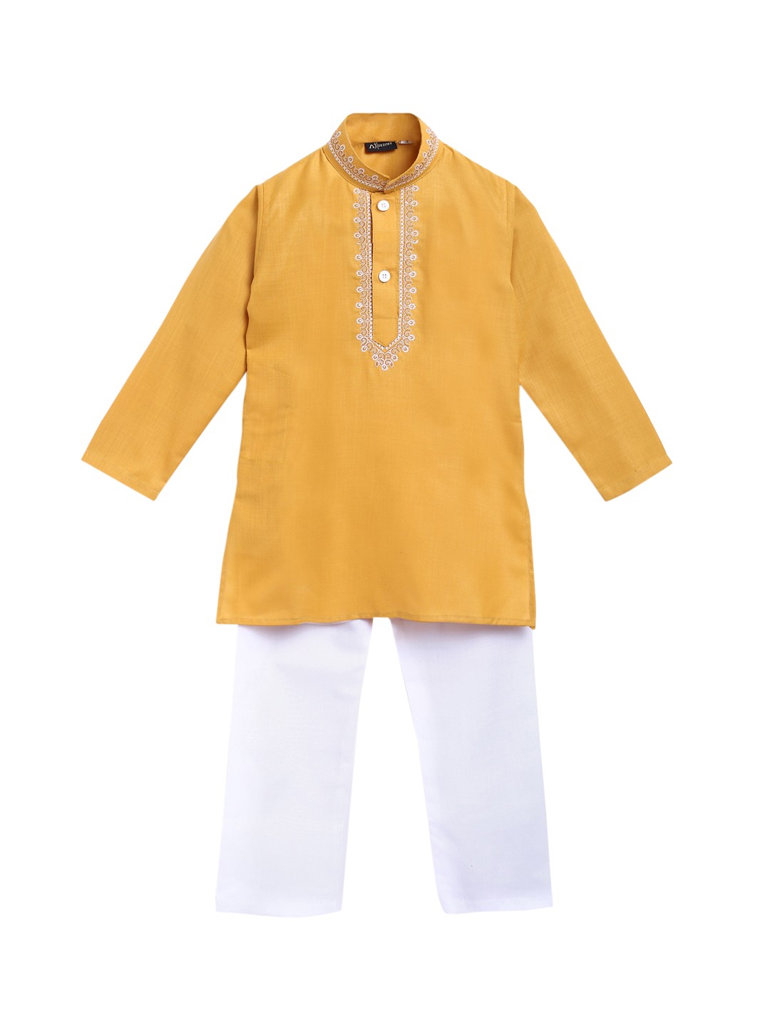 

Aj DEZInES Boys Yellow Regular Kurta with Pyjamas