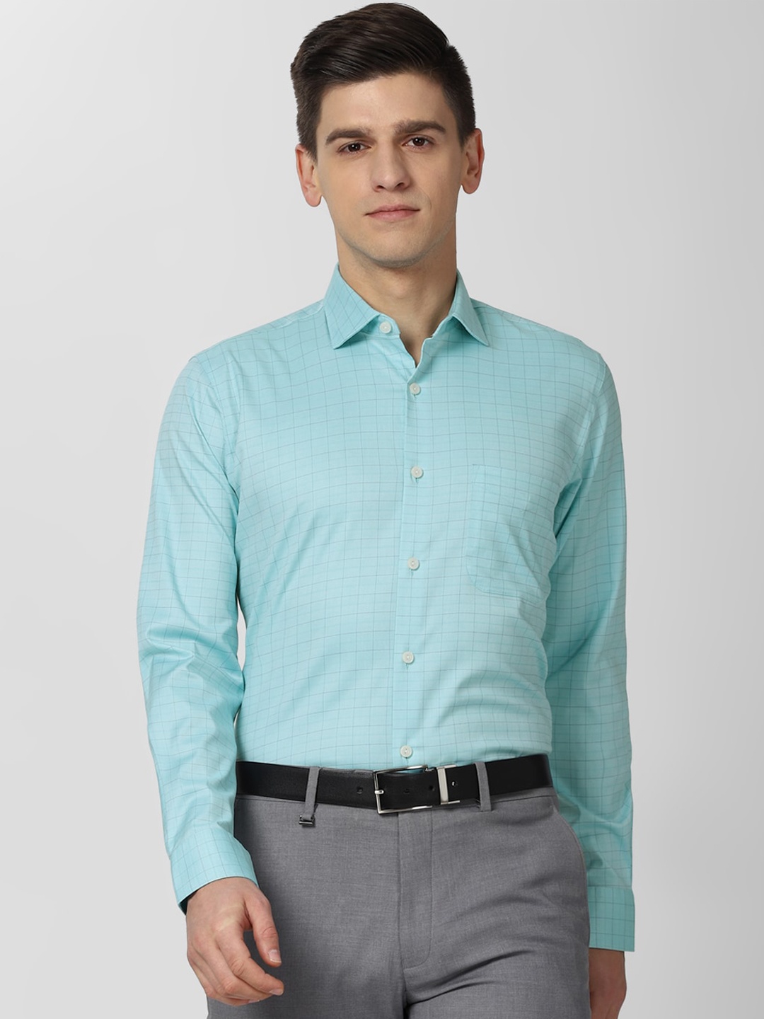 

Peter England Elite Men Blue Opaque Formal Shirt