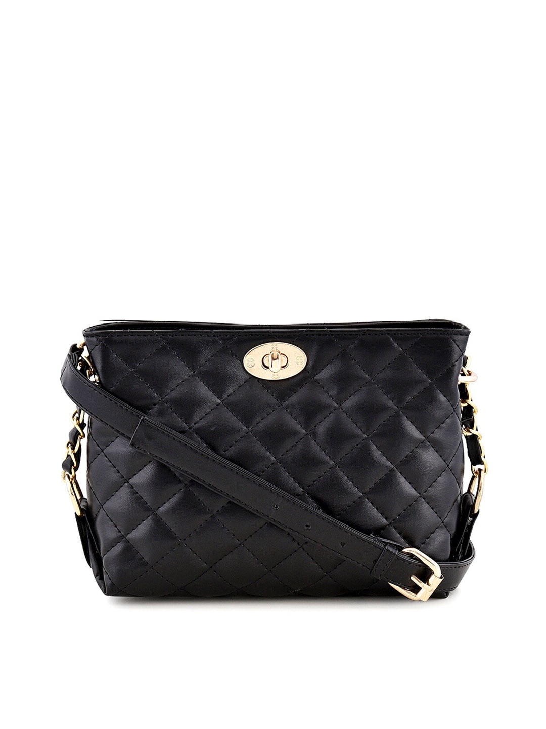 

Lychee bags Black PU Half Moon Shoulder Bag with Fringed