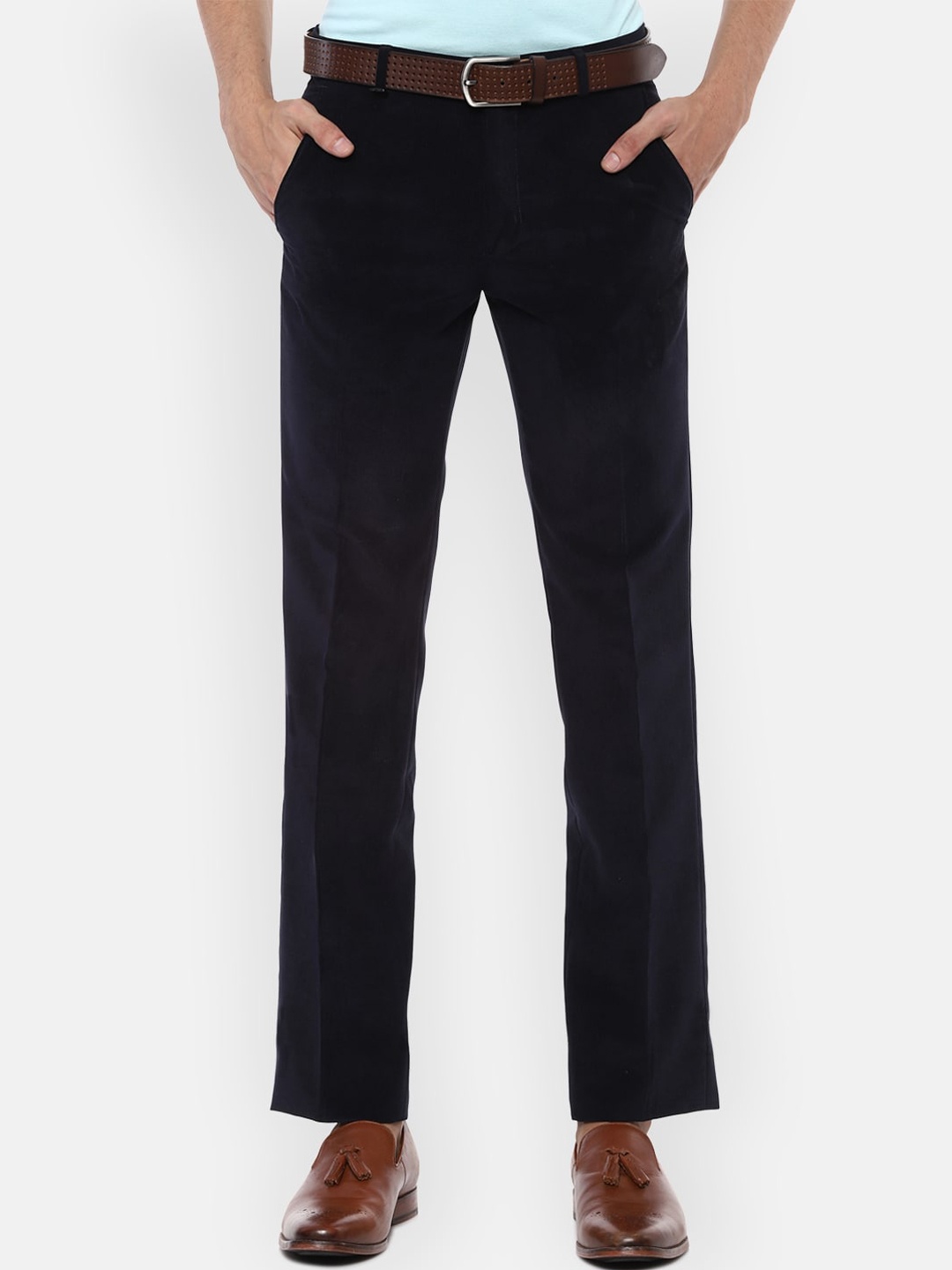 

V Dot Men Navy Blue Slim Fit Trousers