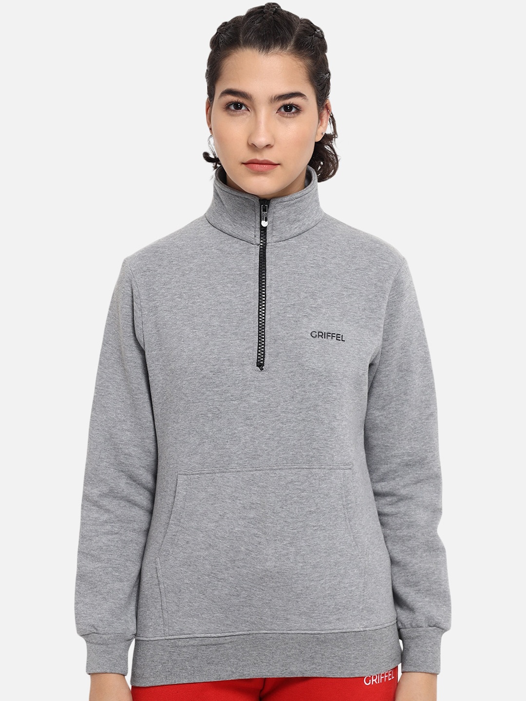 

GRIFFEL Women Grey Melange Sweatshirt
