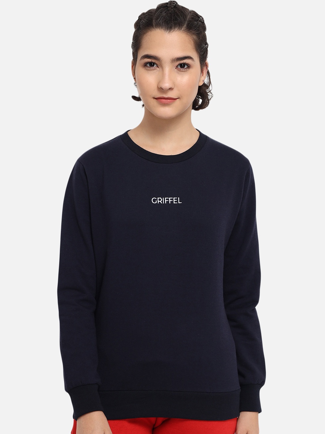 

GRIFFEL Women Navy Blue Sweatshirt