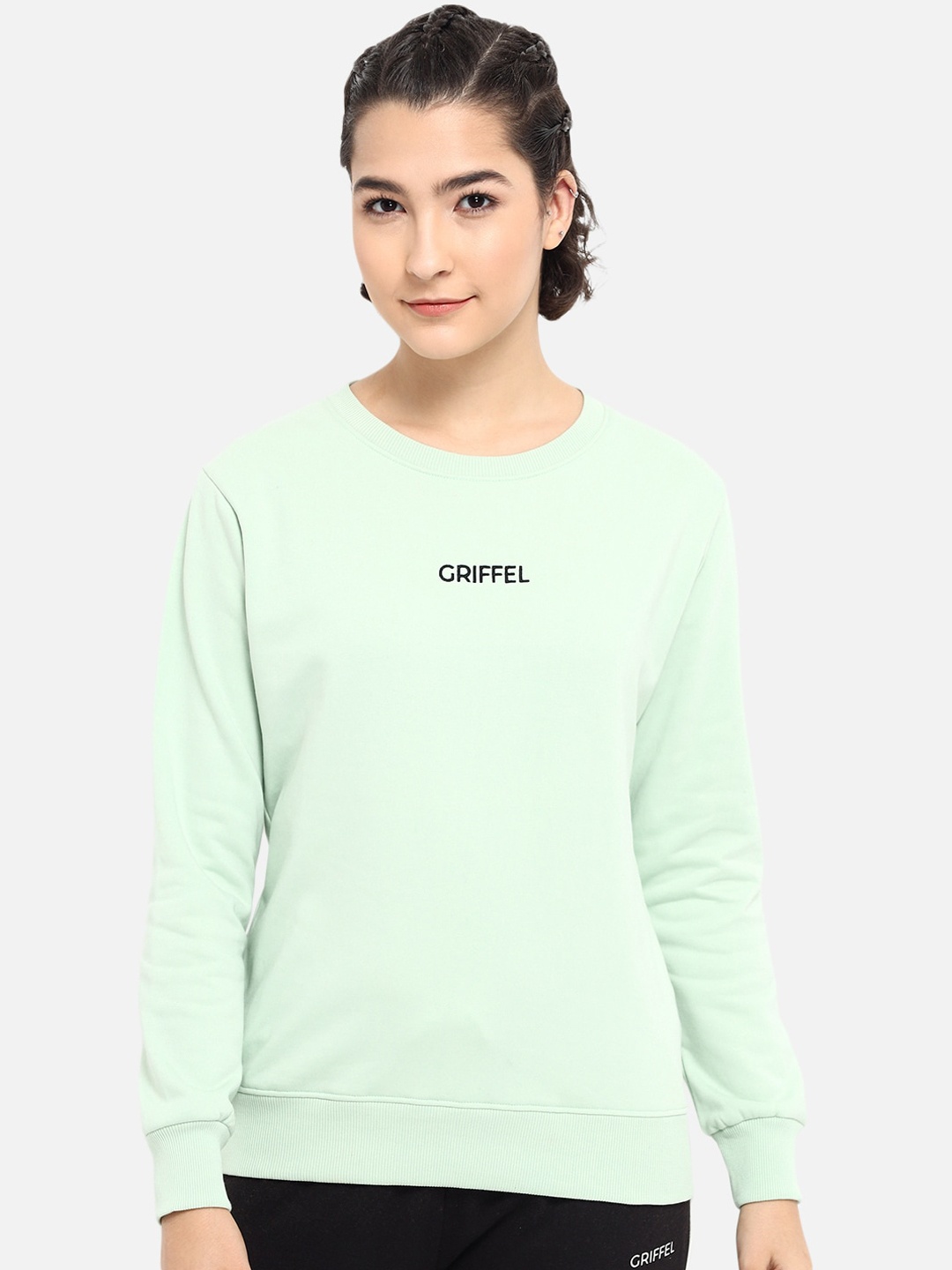 

GRIFFEL Women Sea Green Sweatshirt