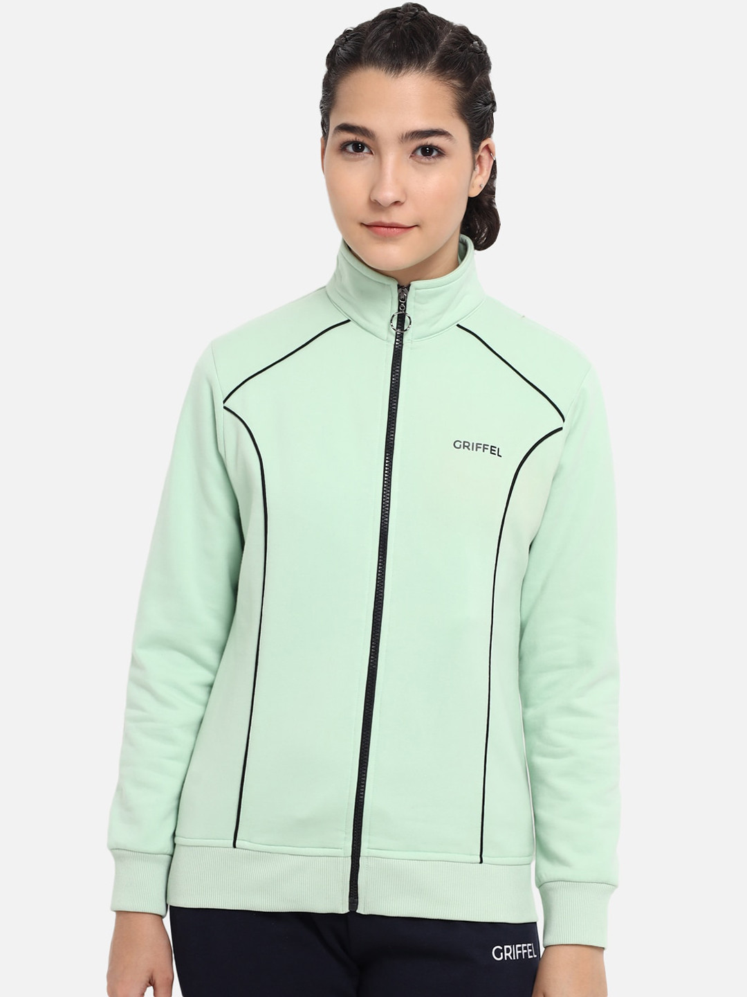 

GRIFFEL Women Sea Green Sweatshirt