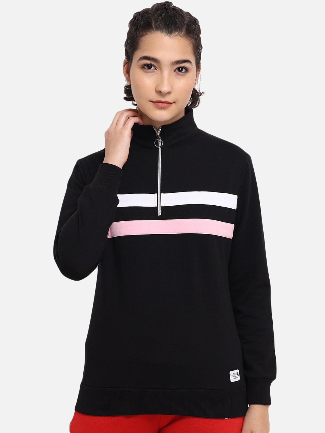 

GRIFFEL Women Black Sweatshirt