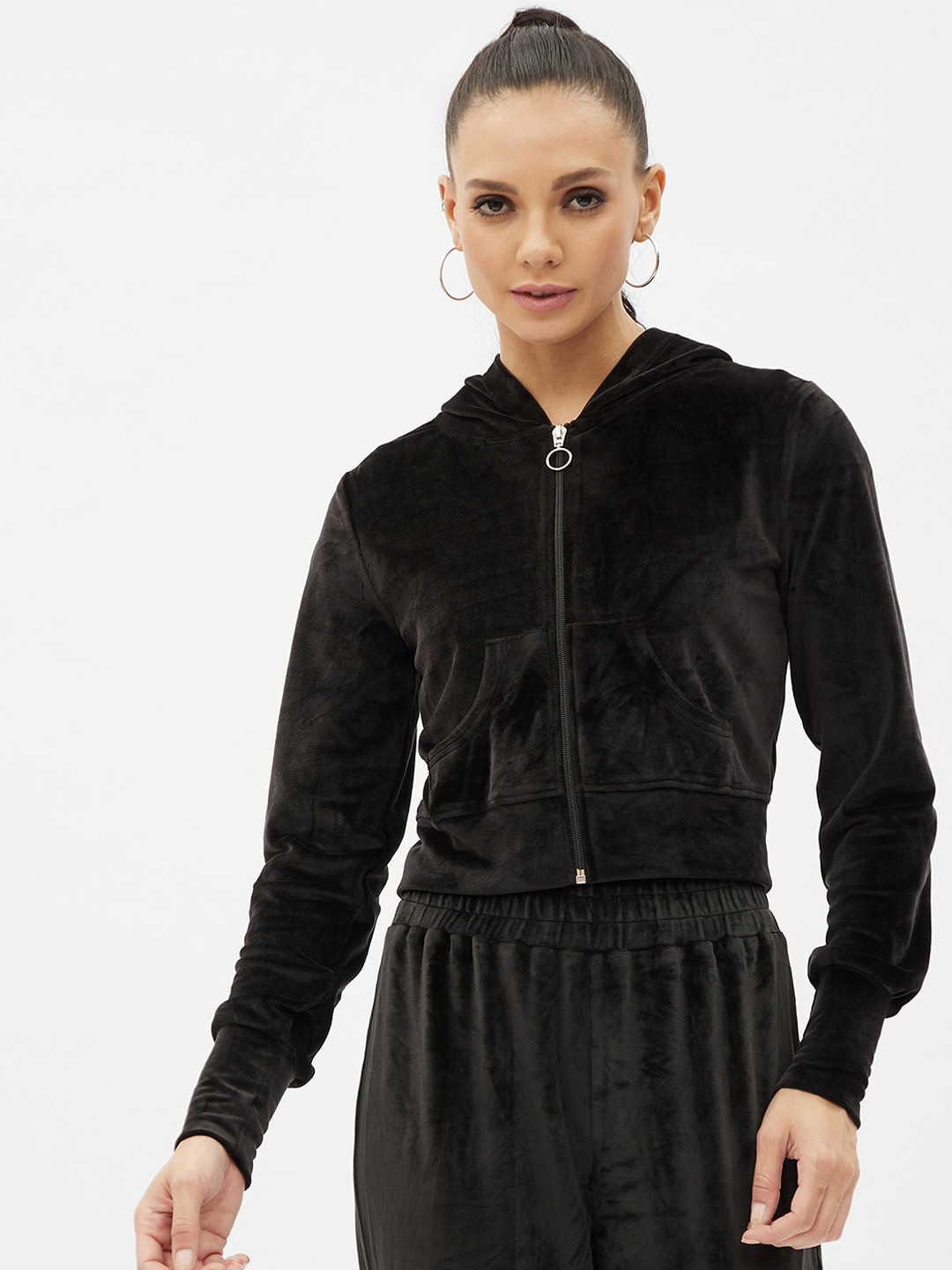 

Harpa Women Black Hooded Sweatshirt