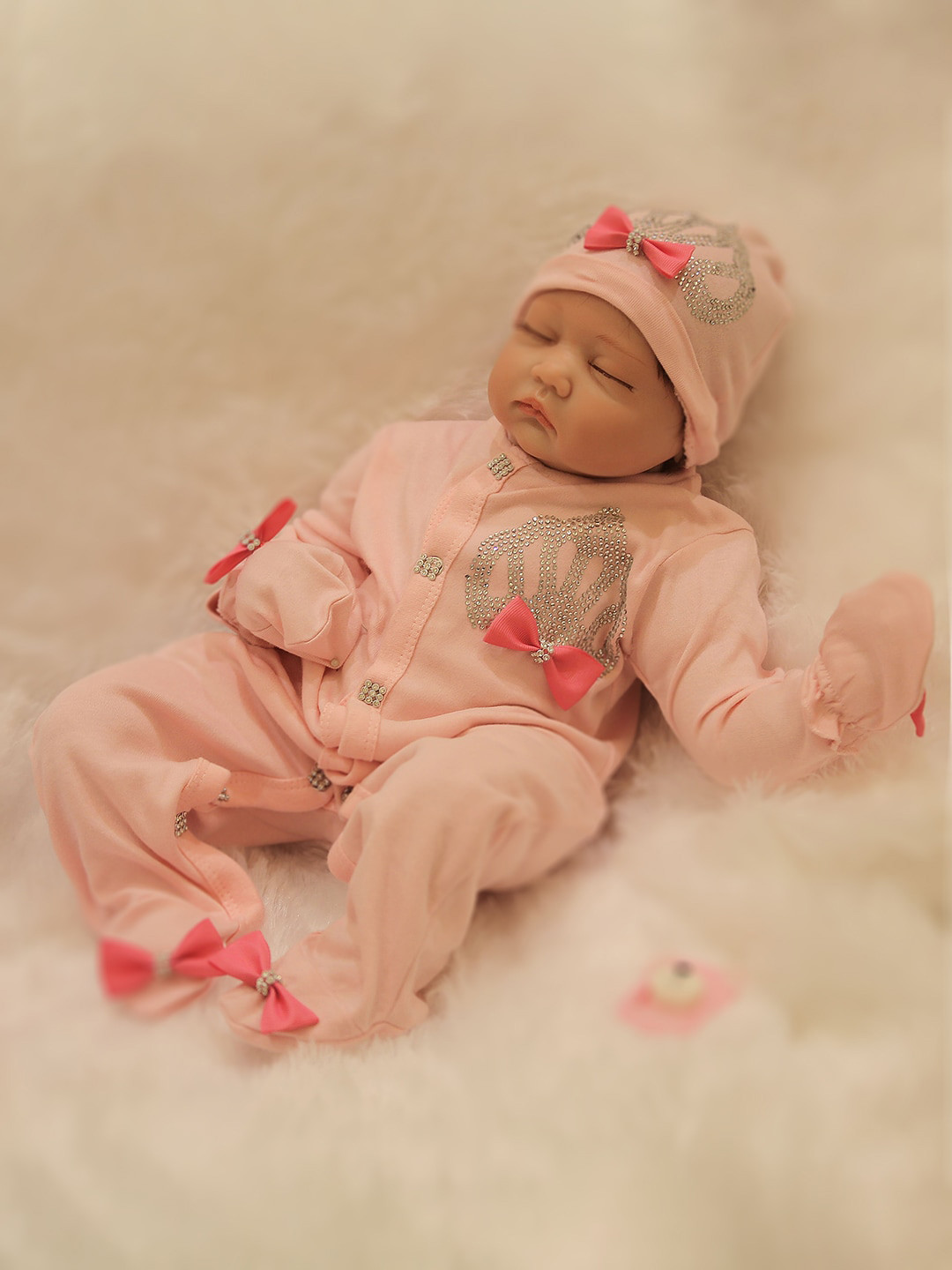 

TINY MINY ME Girls Pink Cotton Sleepsuit