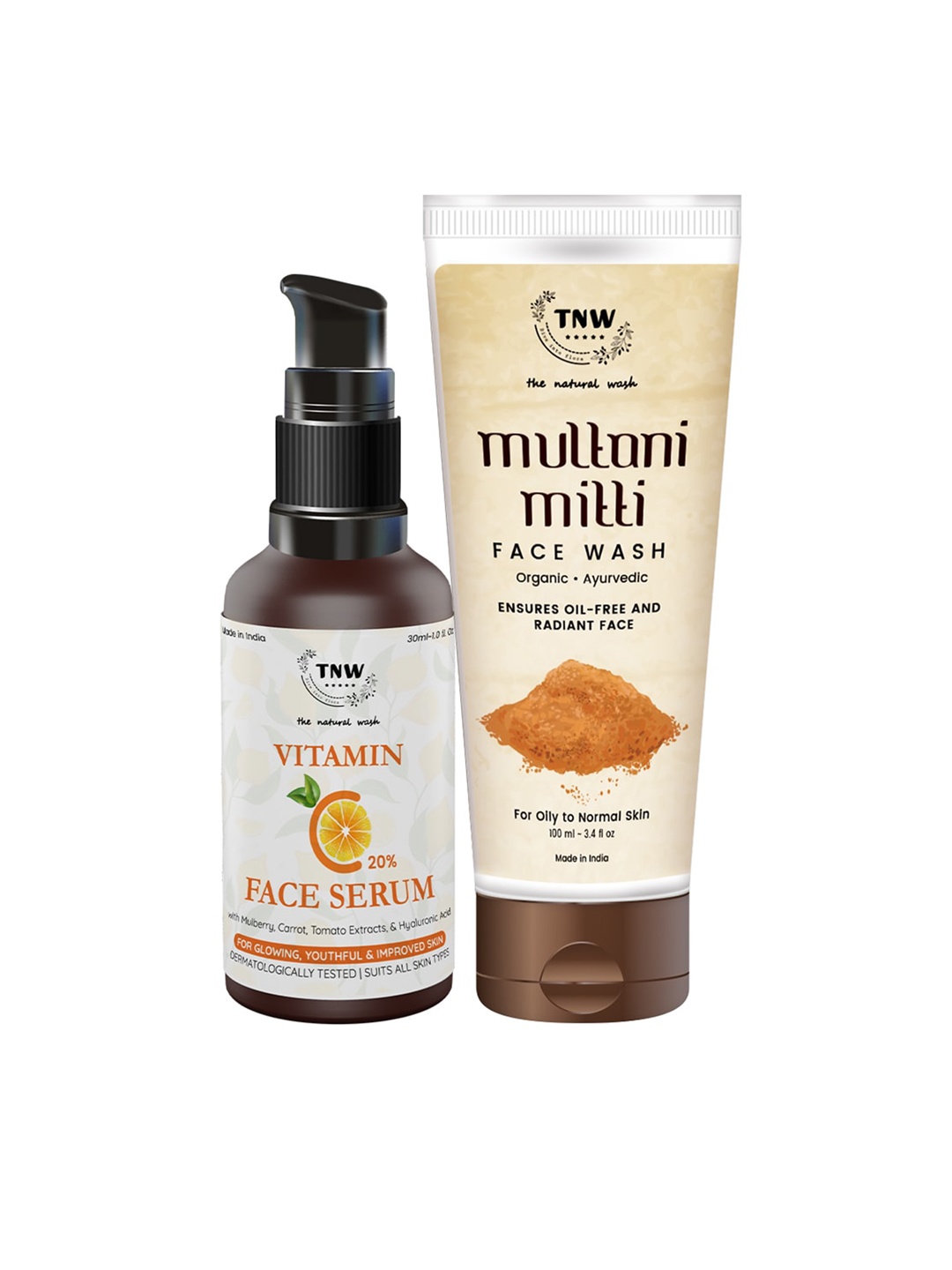 

TNW the natural wash Pack of Vitamin C Face Serum & Multani Mitti Face Wash, White