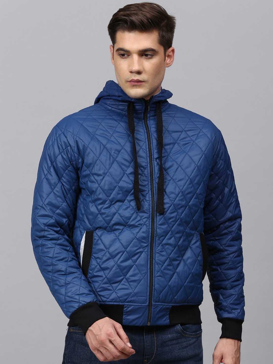 

Campus Sutra Men Blue Windcheater Quilted Jacket