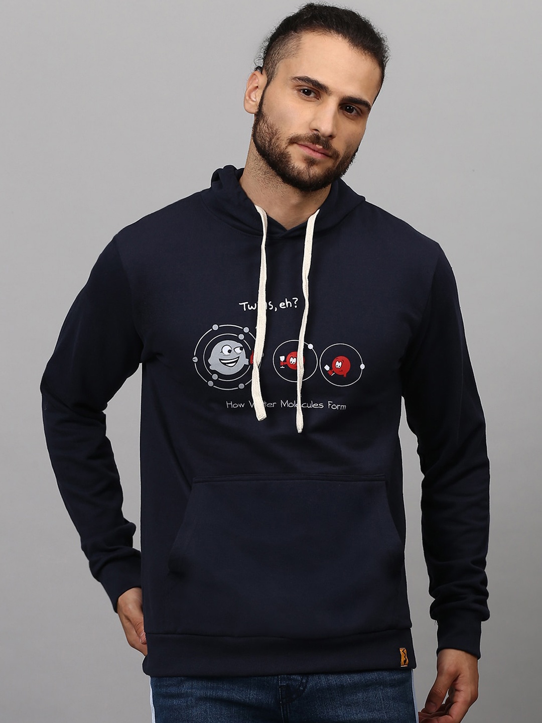 

Campus Sutra Men Navy Blue Hooded Sweatshirt