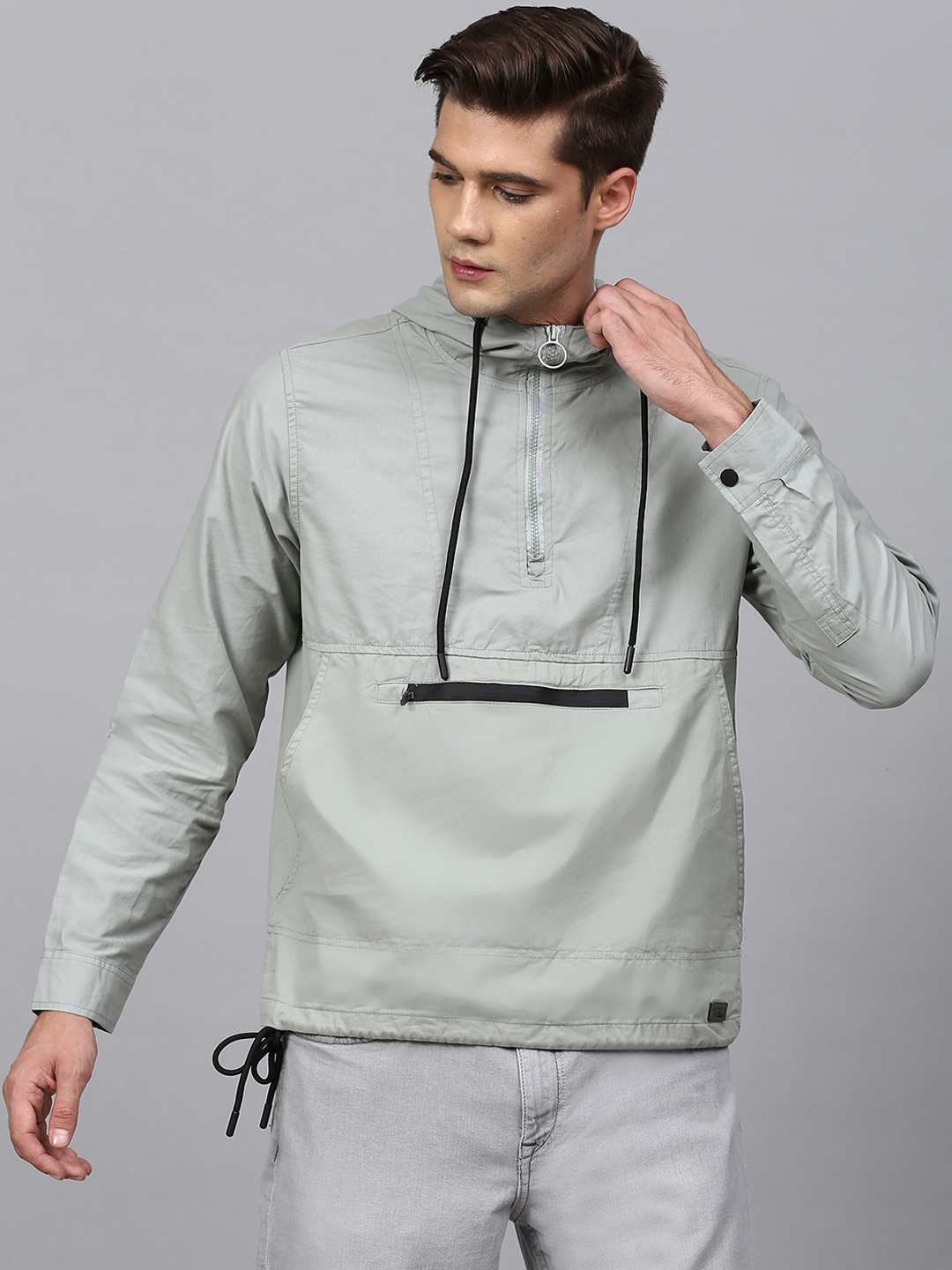 

Campus Sutra Men Grey Windcheater Outdoor Sporty Jacket
