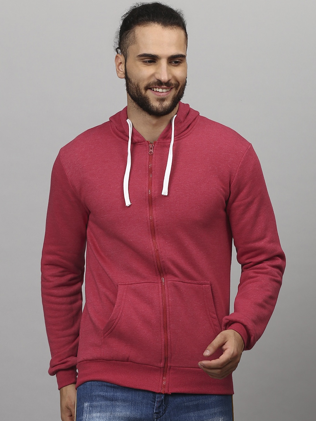 

Campus Sutra Men Maroon Hooded Sweatshirt