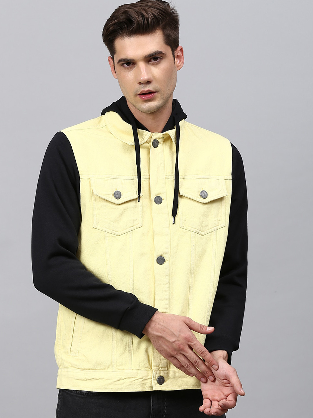 

Campus Sutra Men Yellow Windcheater Outdoor Denim Jacket