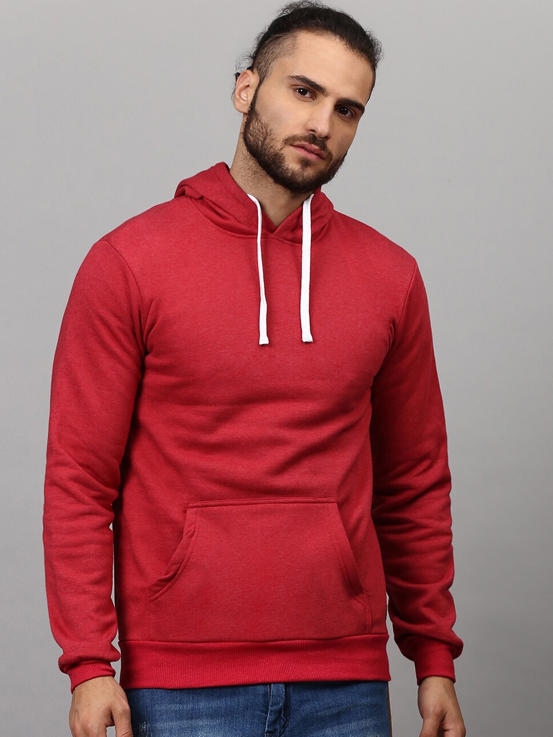 

Campus Sutra Men Maroon Hooded Sweatshirt