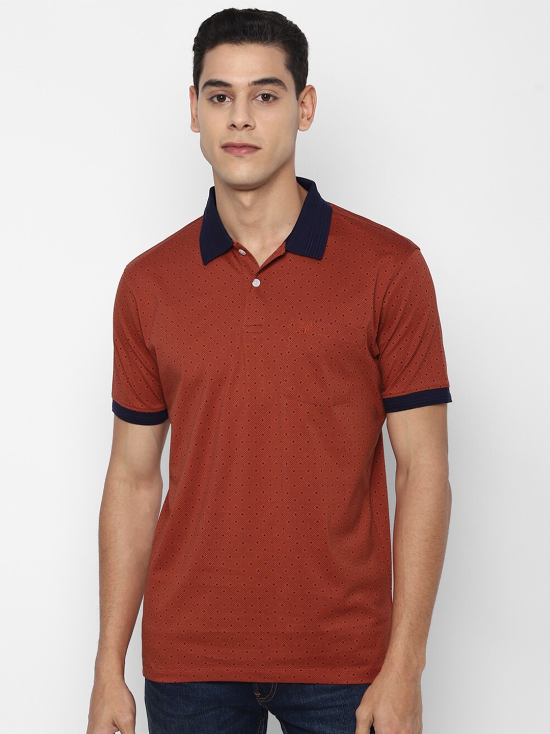 

Allen Solly Men Maroon Checked Polo Collar Pockets T-shirt