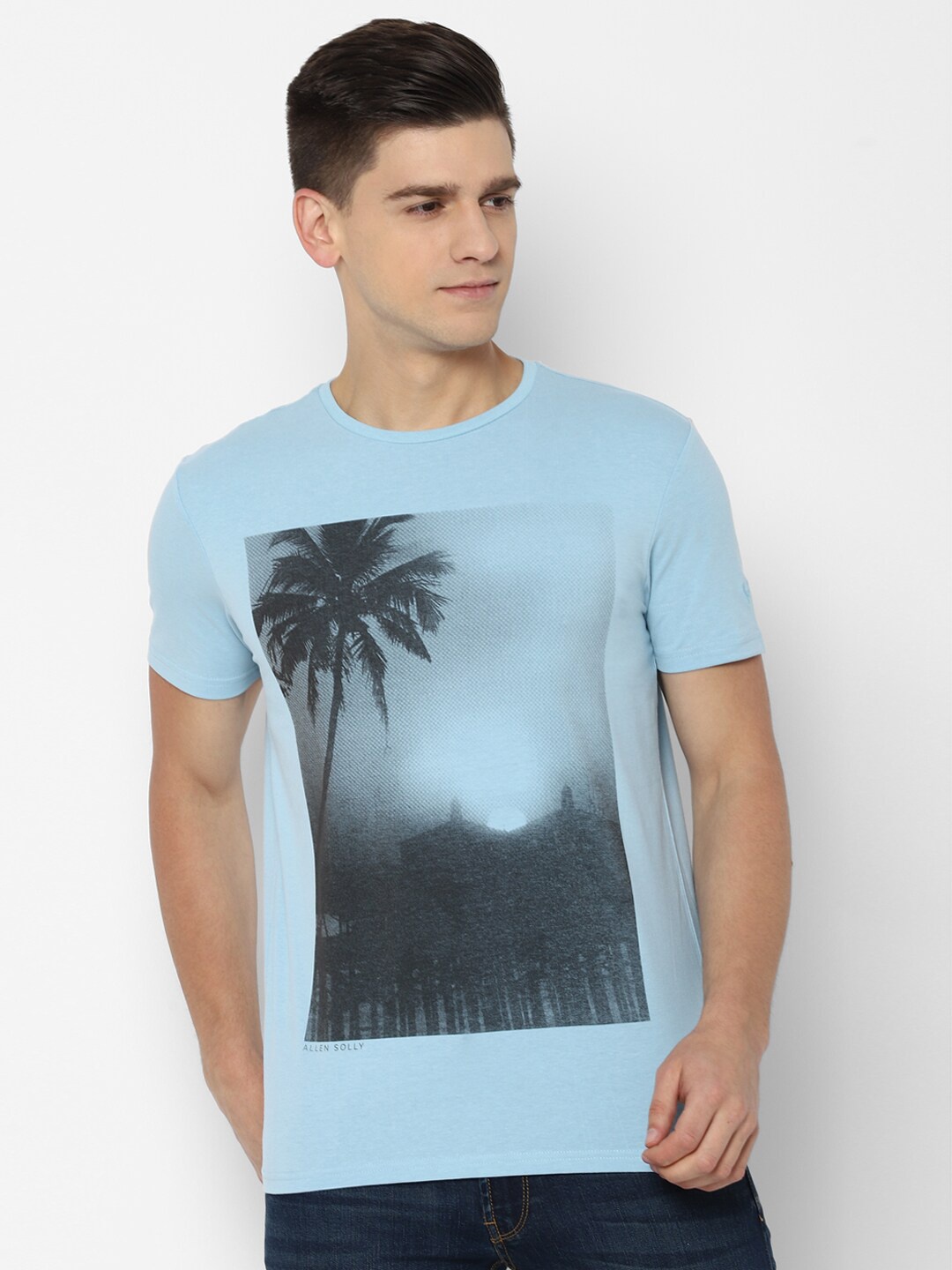 

Allen Solly Men Blue Printed Cotton T-shirt
