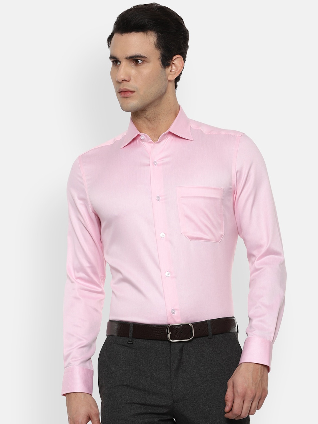 

Louis Philippe Men Pink Opaque Formal Cotton Shirt