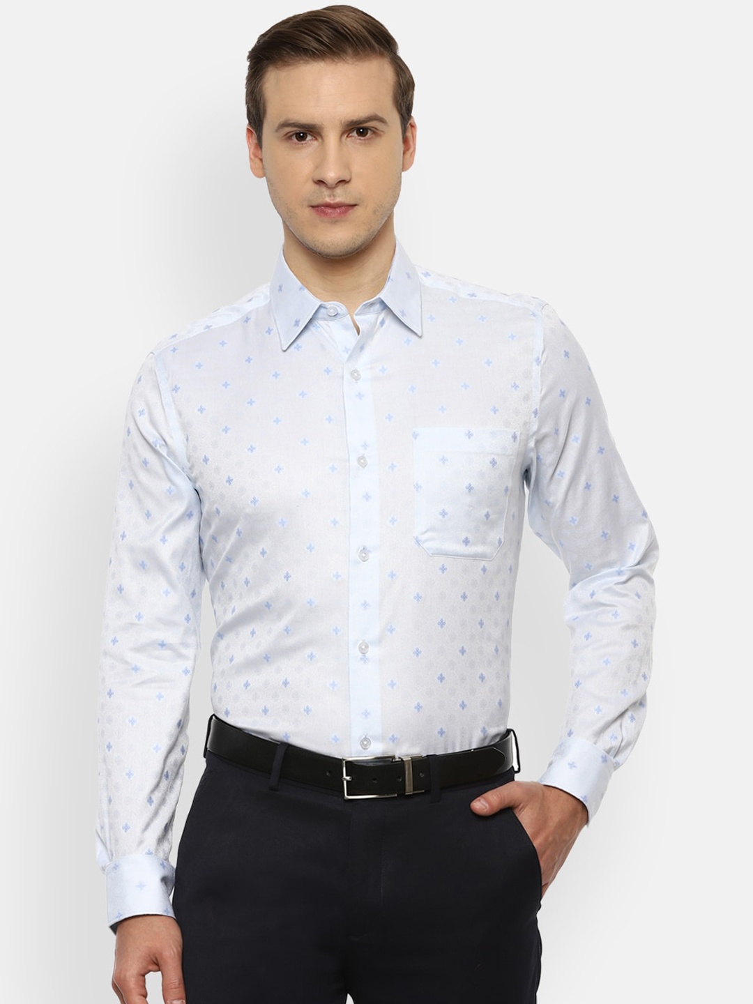 

Louis Philippe Gods & Kings Men White Opaque Printed Formal Shirt