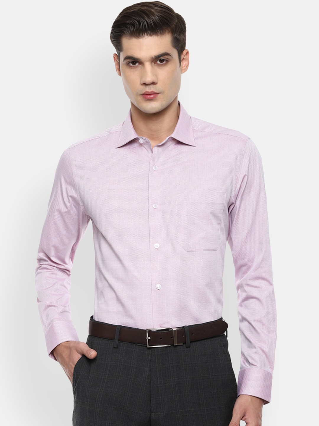 

Louis Philippe Men Pink Opaque Pure Cotton Formal Shirt