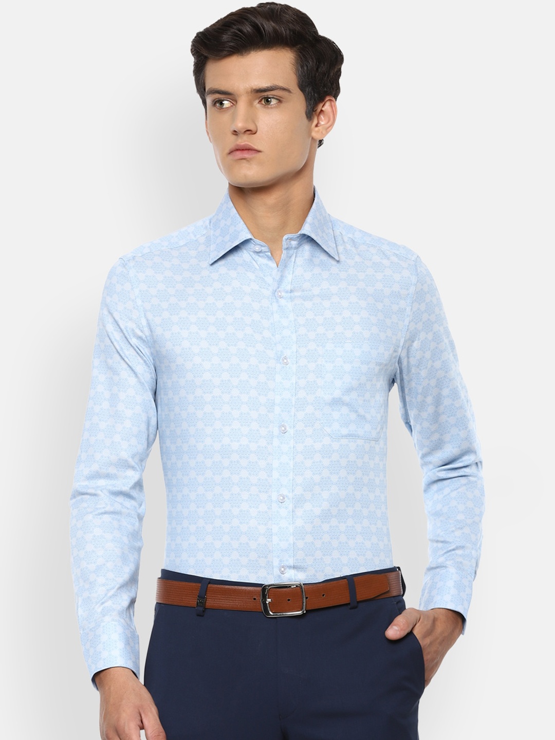 

Louis Philippe Men Blue Floral Opaque Printed Formal Shirt