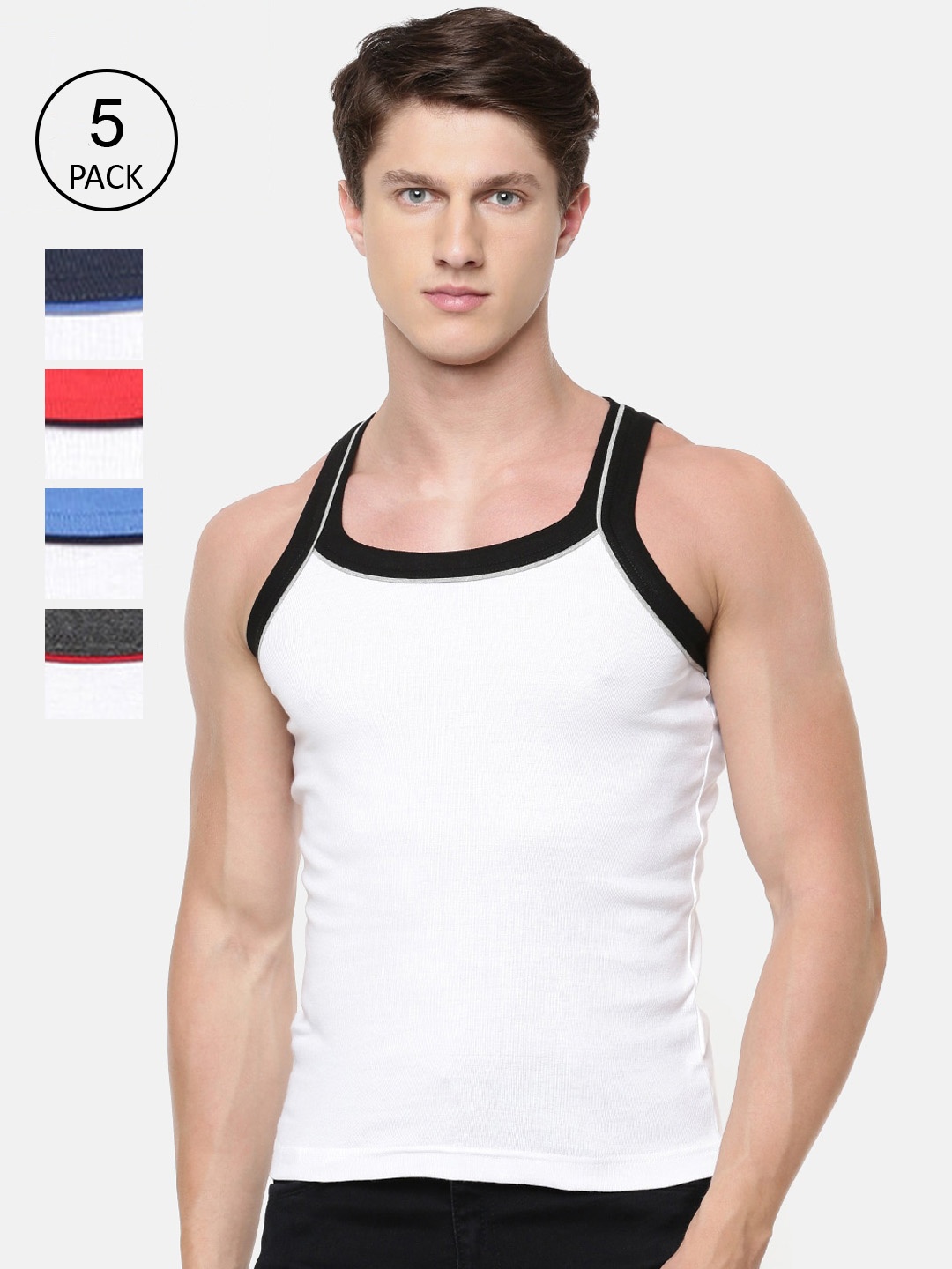 

Ramraj Men Pack Of 5 Assorted Pure Cotton Innerwear Vests