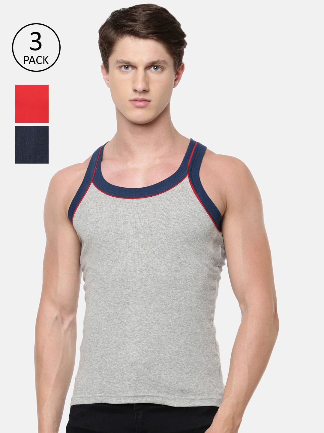 

Ramraj Men Pack Of 3 Assorted Pure Cotton Basic Innerwear Vests