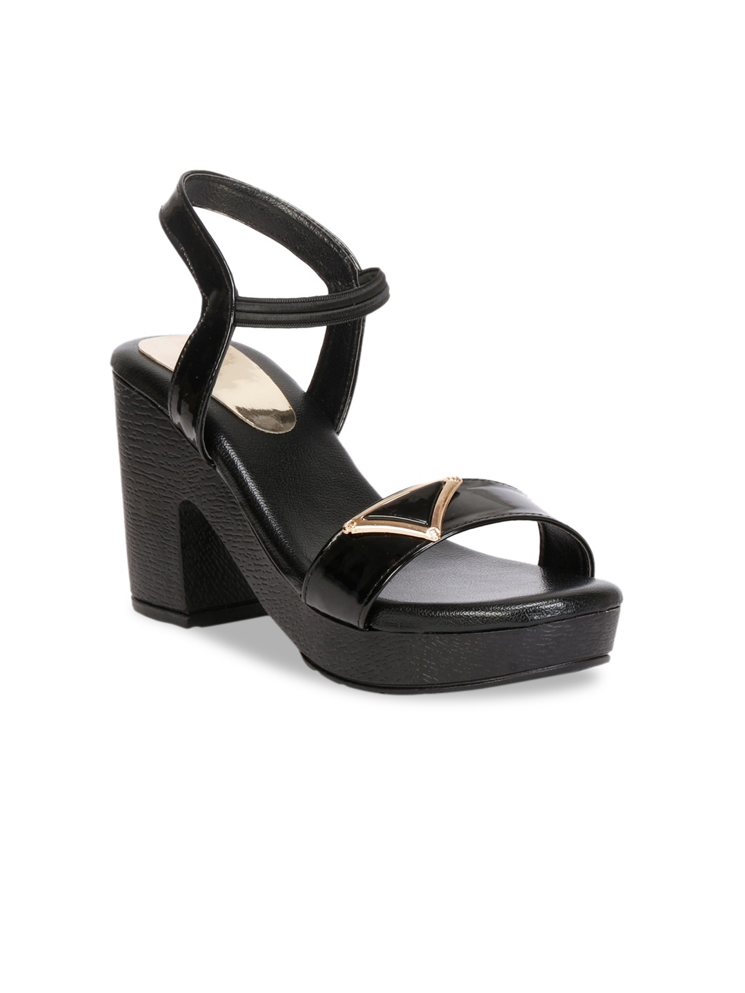 

Misto Black Work Platform Sandals with Buckles