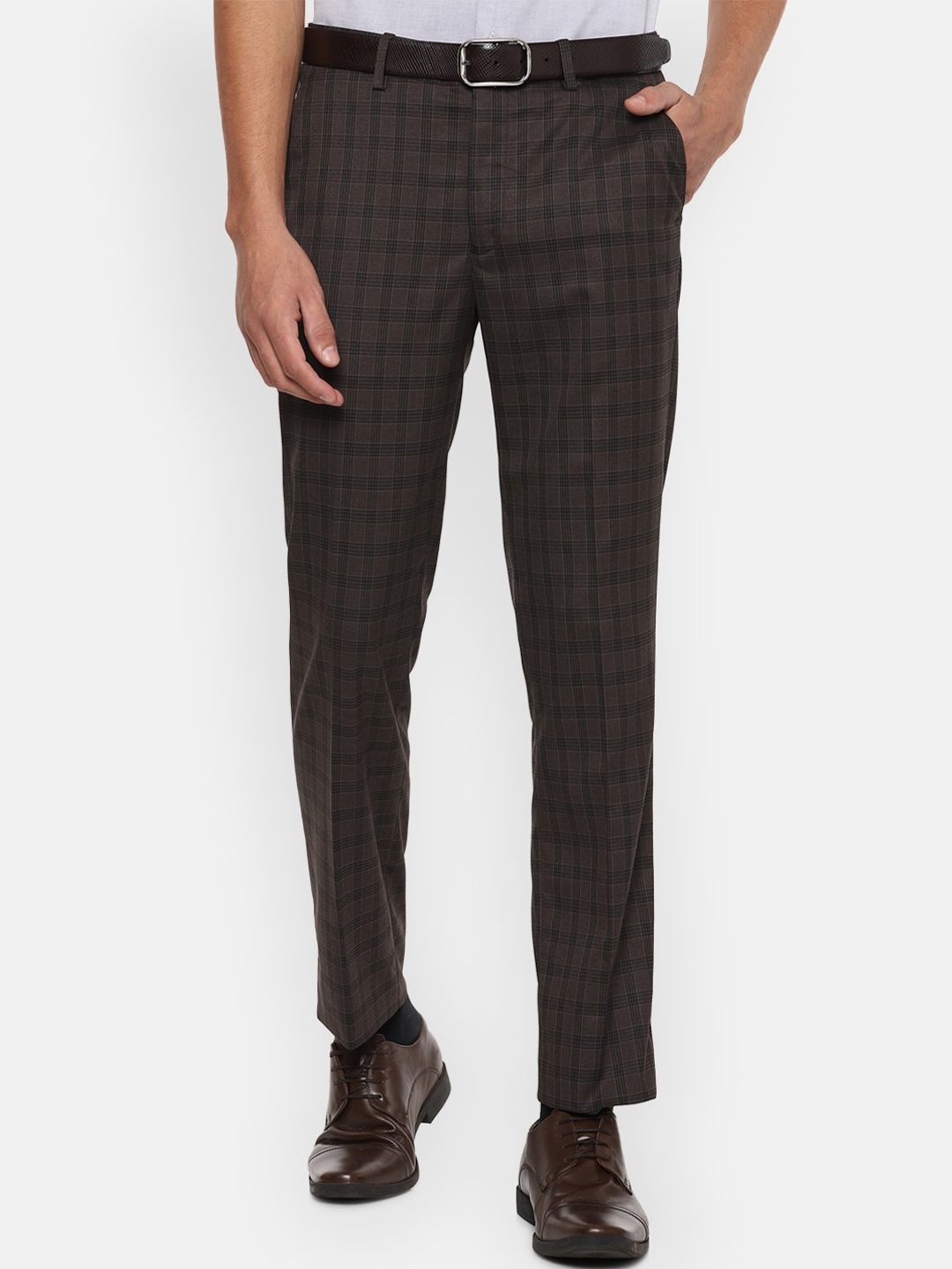 

Louis Philippe Men Black Checked Slim Fit Formal Trousers