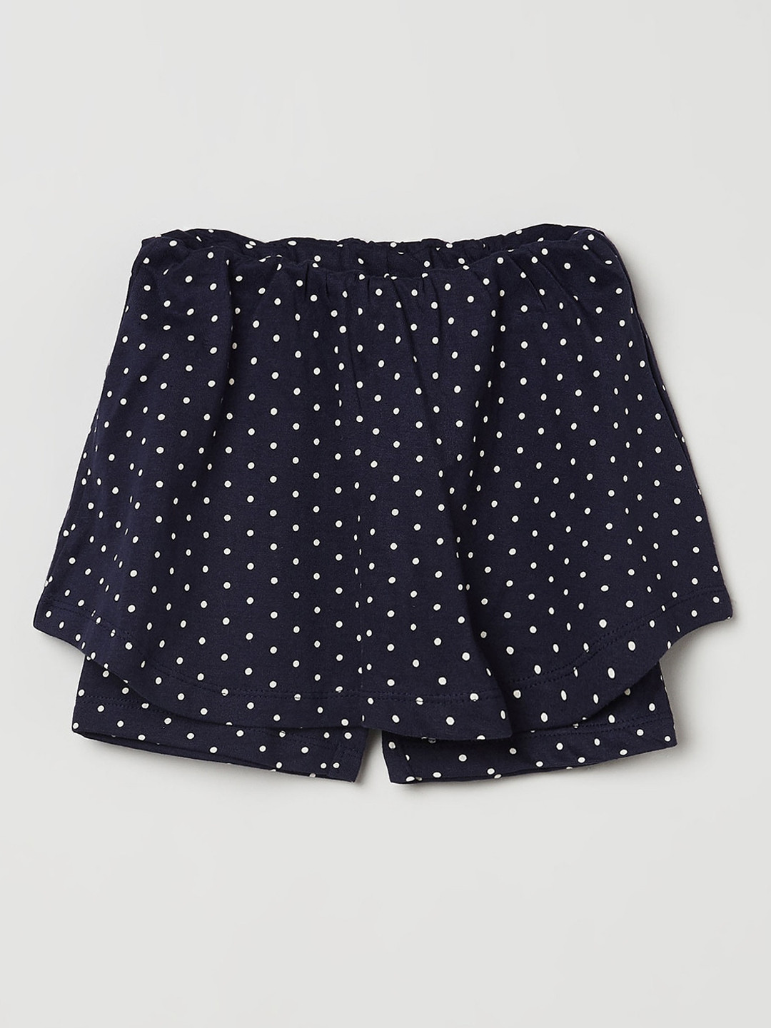 

max Girls Navy Blue Polka Dot Printed Pure Cotton Mini A-Line Skirts