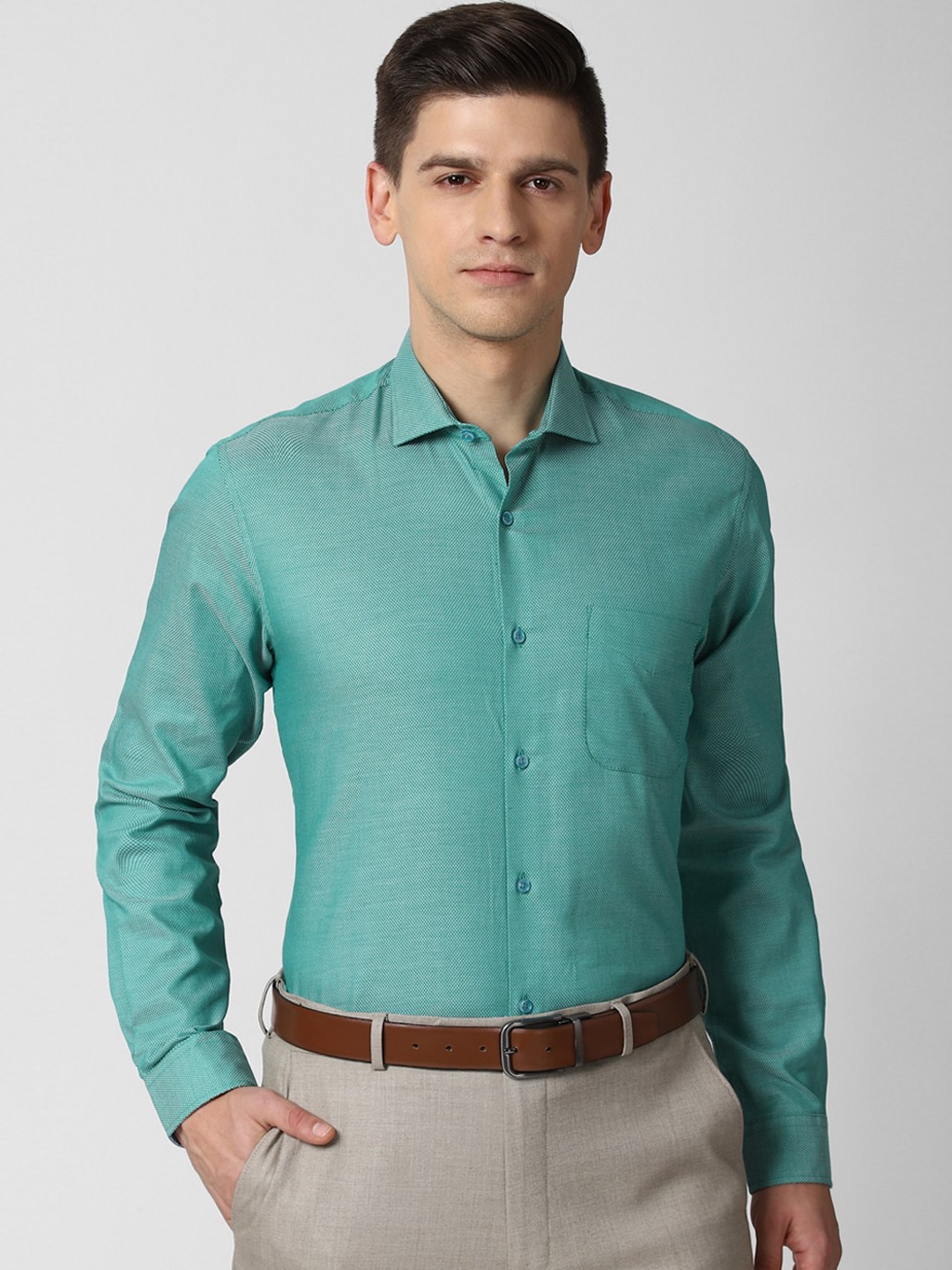 

Peter England Men Blue Opaque Formal Shirt