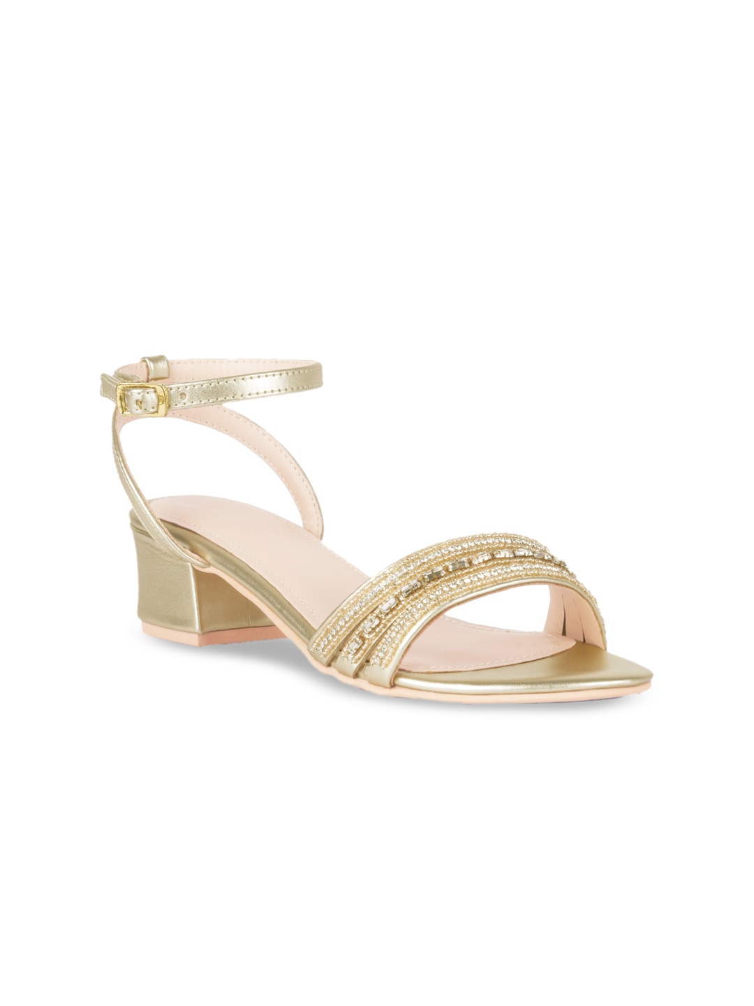 

London Rag Gold-Toned Embellished Party Block Heel Sandals