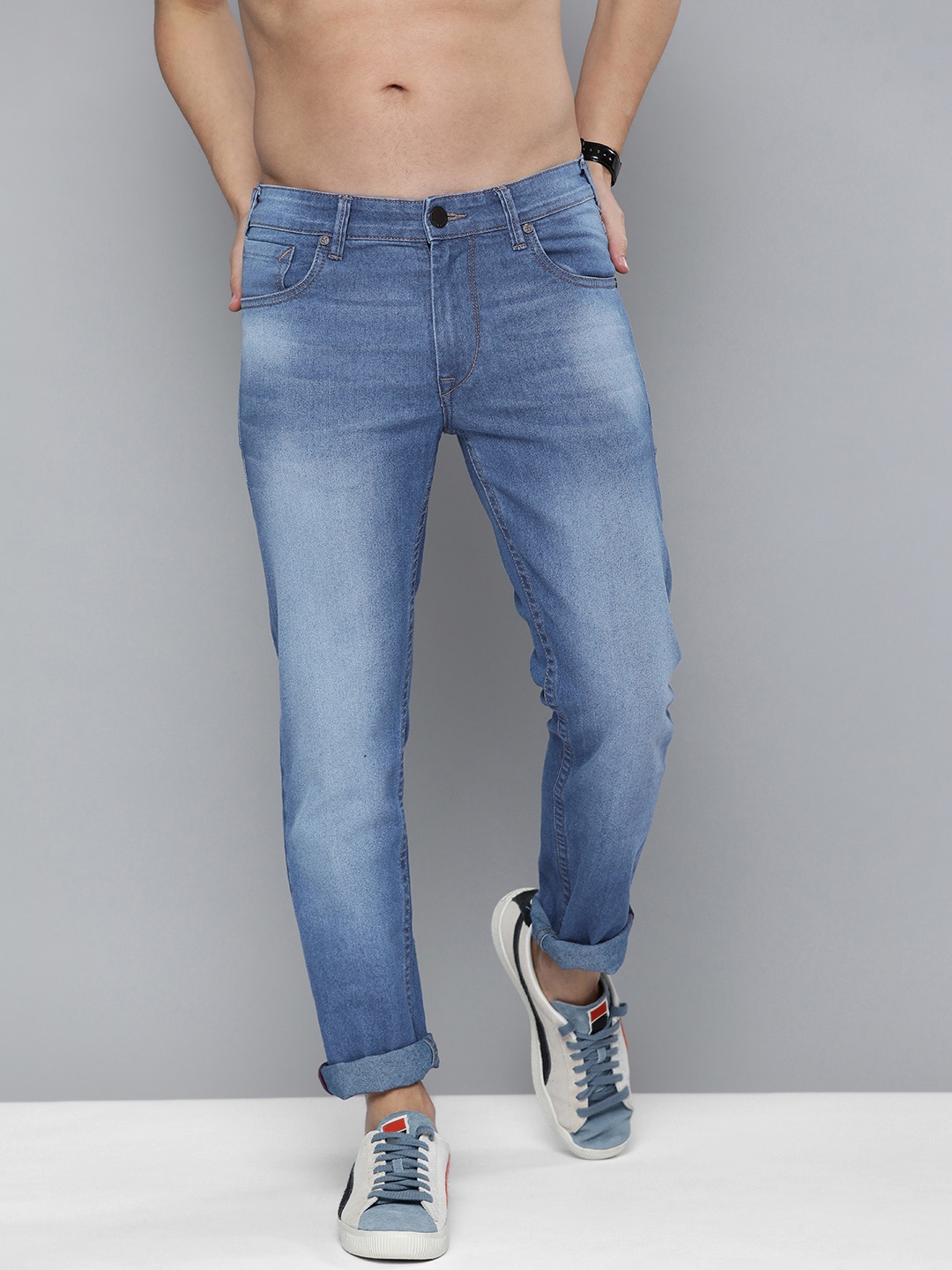

HERE&NOW Men Blue Slim Fit Mid Rise Light Fade Stretchable Jeans