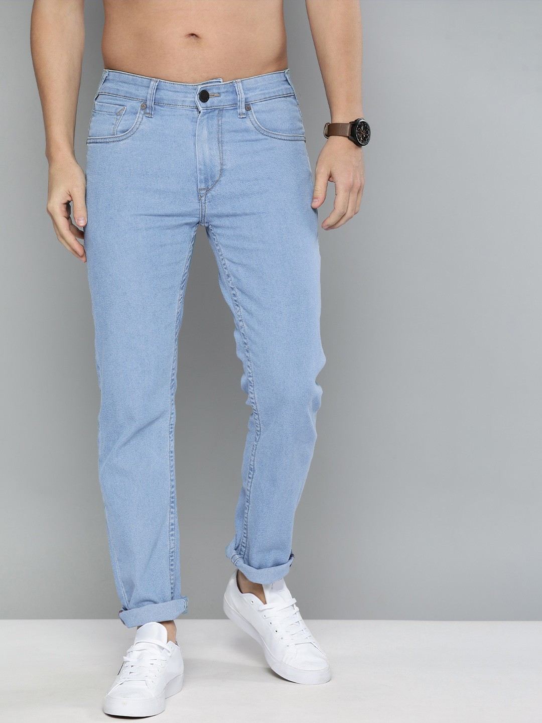 

HERE&NOW Men Blue Regular Fit Mid Rise Light Fade Stretchable Jeans