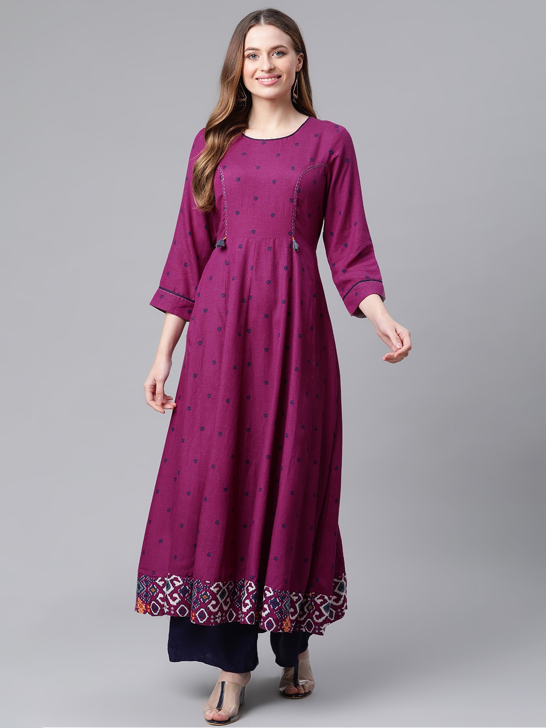 

Rangriti Women Purple Ethnic Motif Printed Kurta