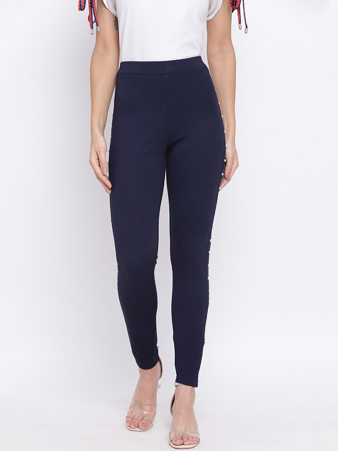 

DRAAX Fashions Women Navy Blue Solid Skiny-Fit Treggings