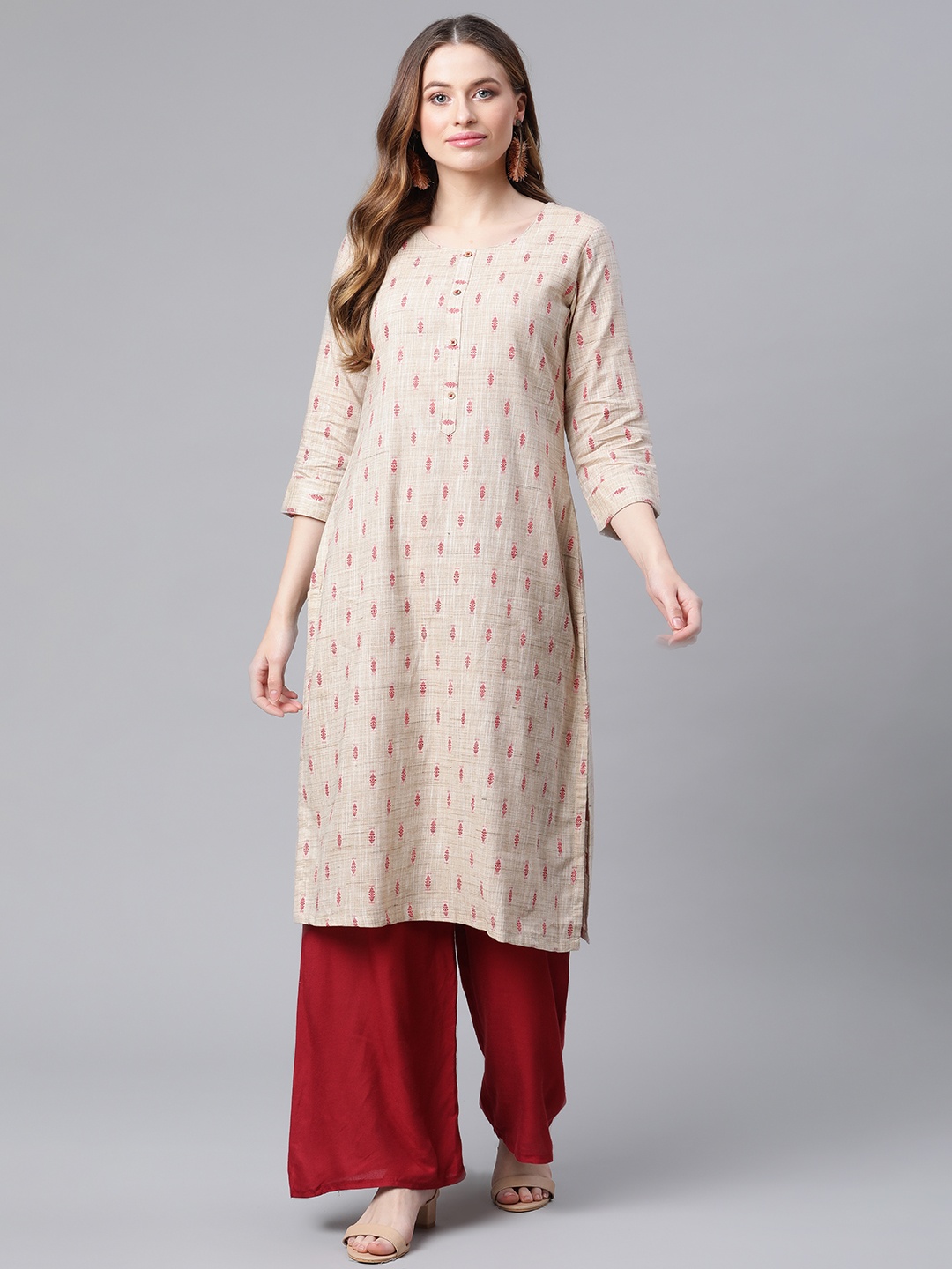 

Rangriti Women Beige Printed Pastels Kurta