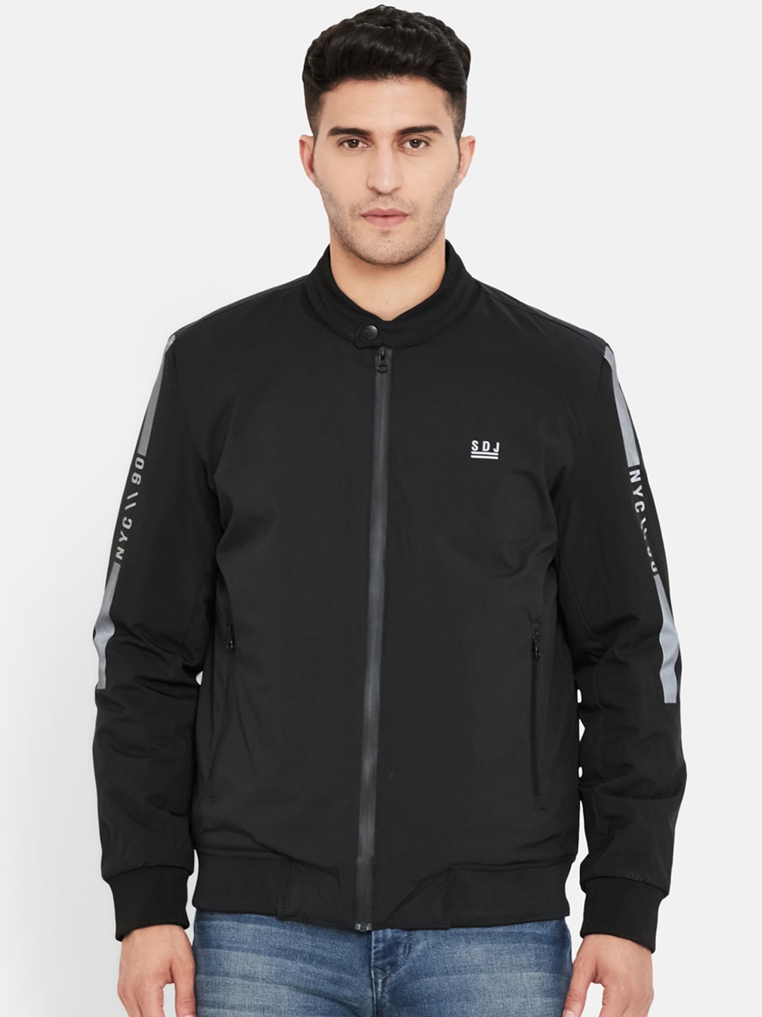 

Duke Men Black Crop Bomber Jacket