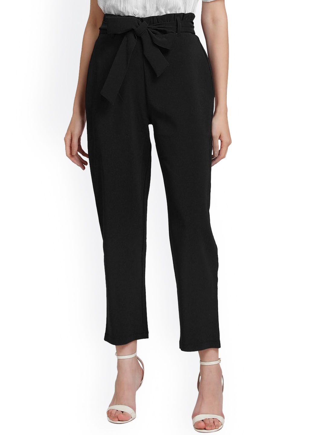 

Kazo Women Black Low-Rise Easy Wash Peg Trousers