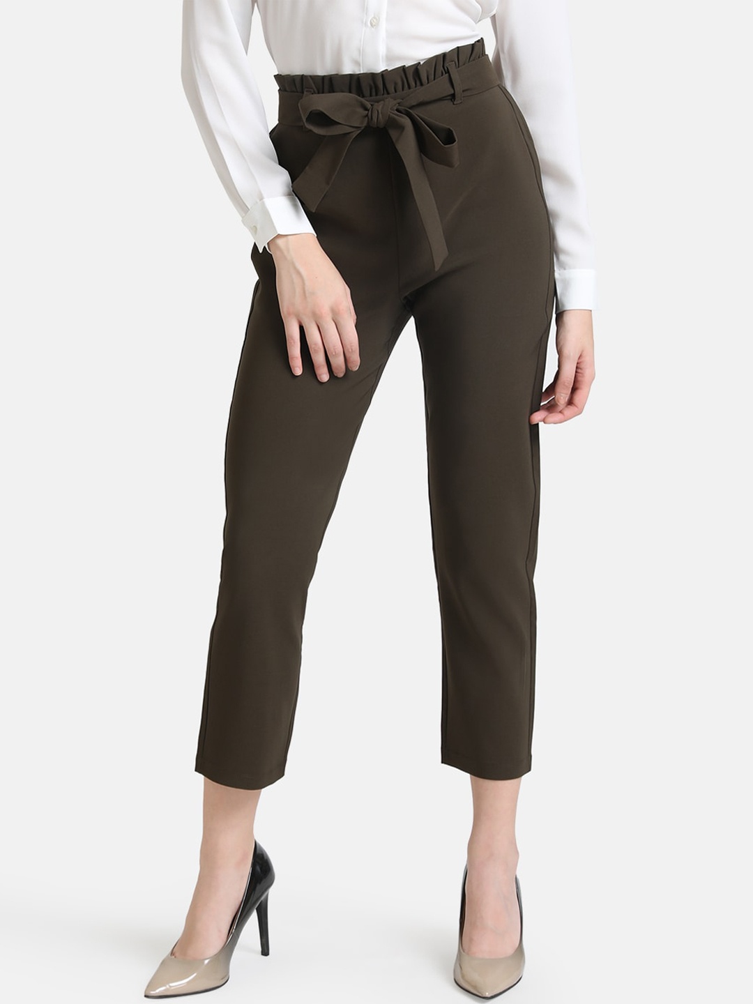 

Kazo Women Olive Green Low-Rise Culottes Trousers