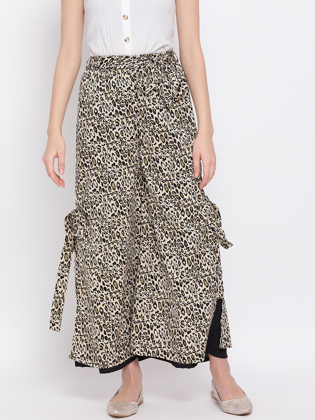 

DRAAX Fashions Women Brown & Beige Animal Printed Palazzos
