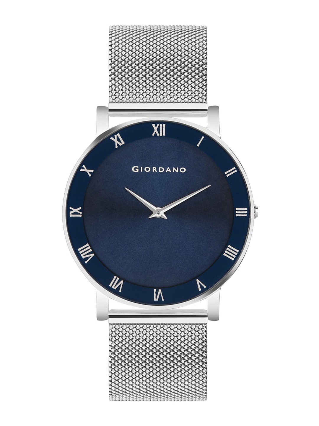 

GIORDANO Men Blue Brass Dial & Silver Toned Bracelet Style Straps Analogue Watch GD4059-33