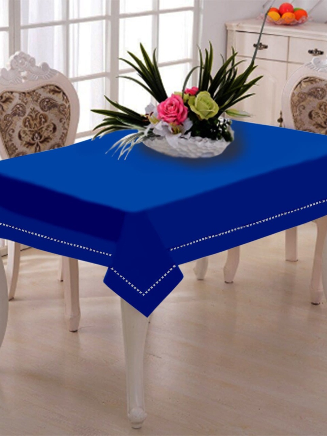 

Lushomes Blue Solid Pure Cotton With Lace