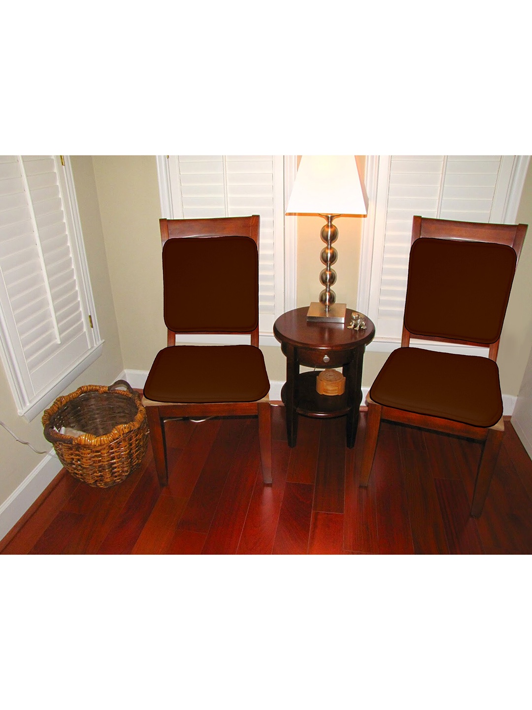 Lushomes Pack of 4 Brown Thin Foam Chairpad with Cordinating Cord Piping