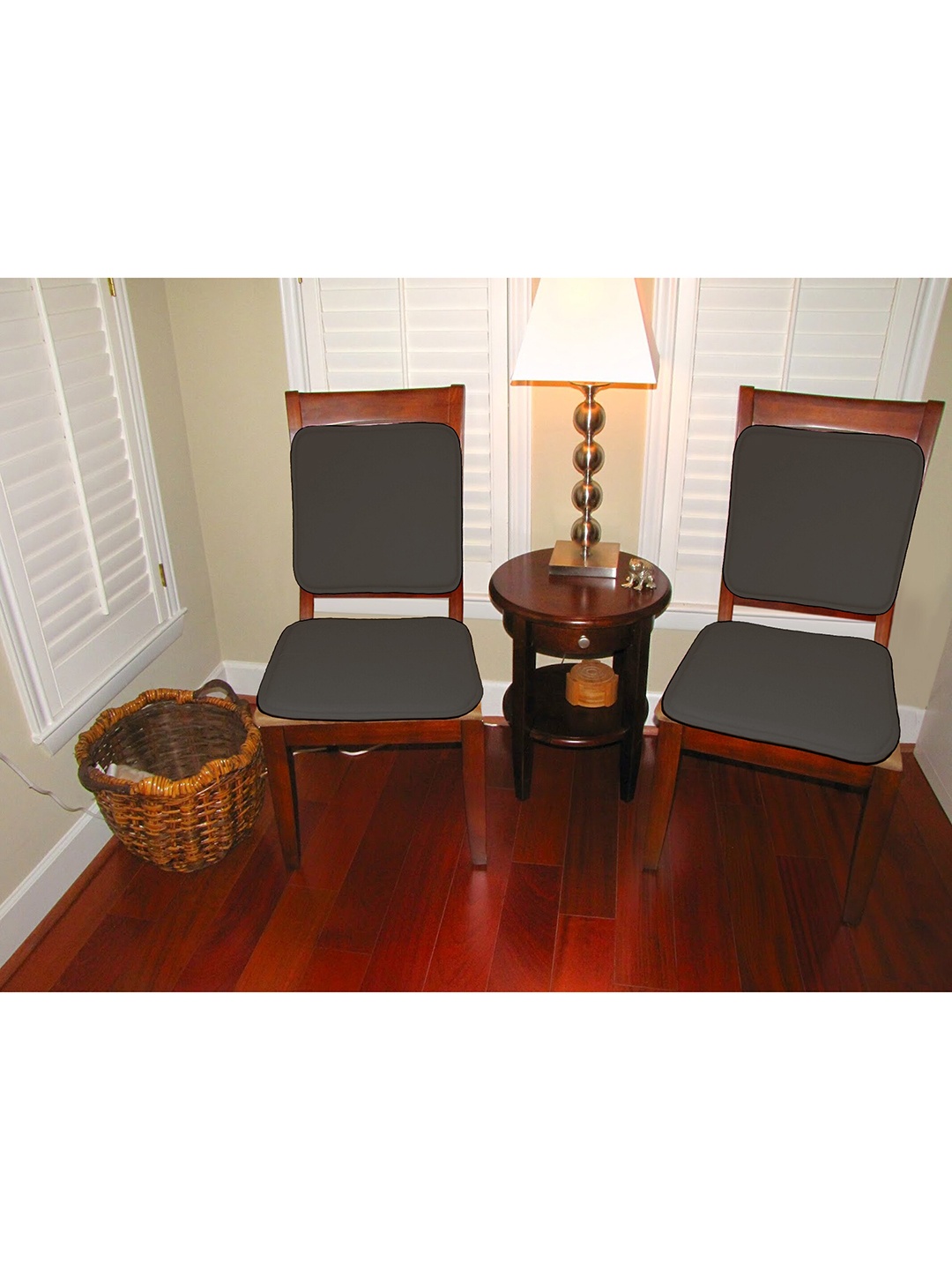 

Lushomes Pack of 4 Grey Thin Foam Chairpad with Cordinating Cord Piping