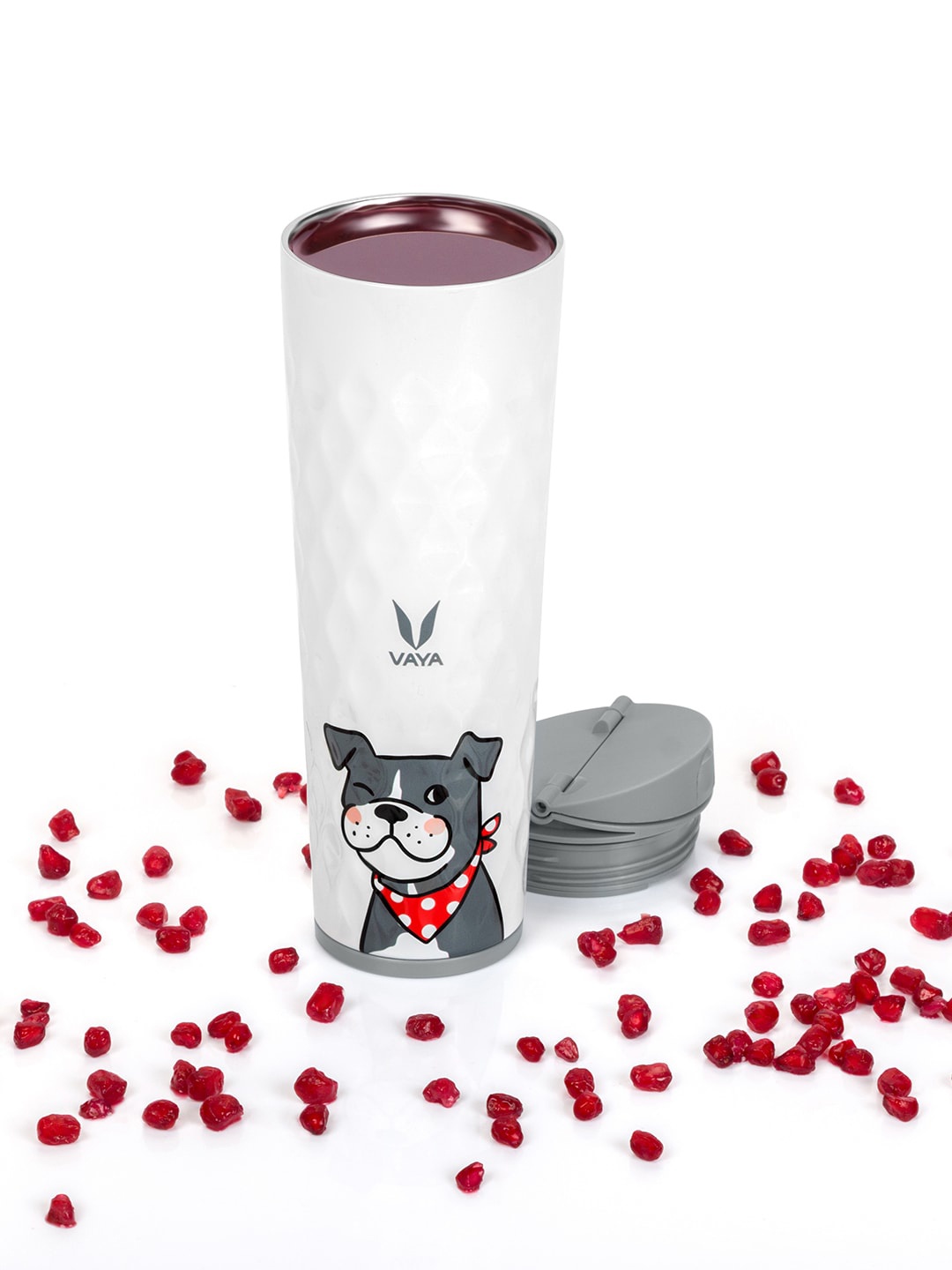 

Vaya White Printed Vacuum Insulated Water Bottle With Sipper Lid