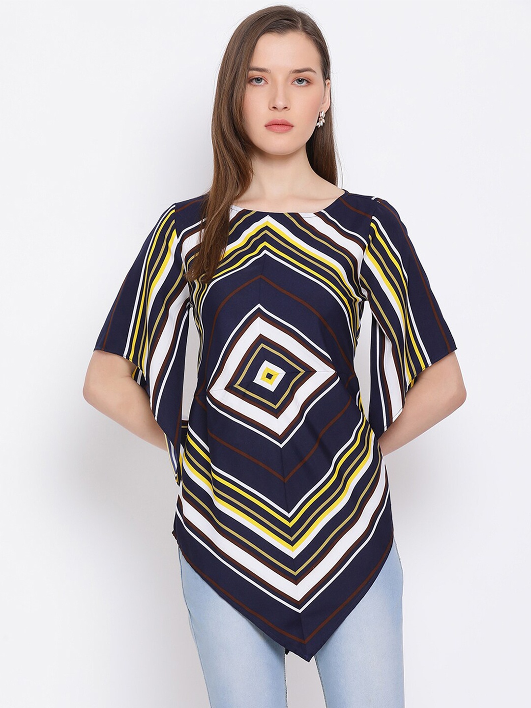 

DRAAX Fashions Women Multicoloured Geometric Kaftan Longline Top, Multi