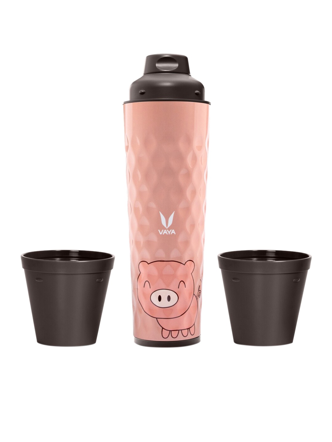 

Vaya Peach & Black Printed BPA Free Stainless Steel Sipper-600ml